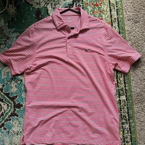 Men’s Red/white striped vineyard vines performance polo shirt